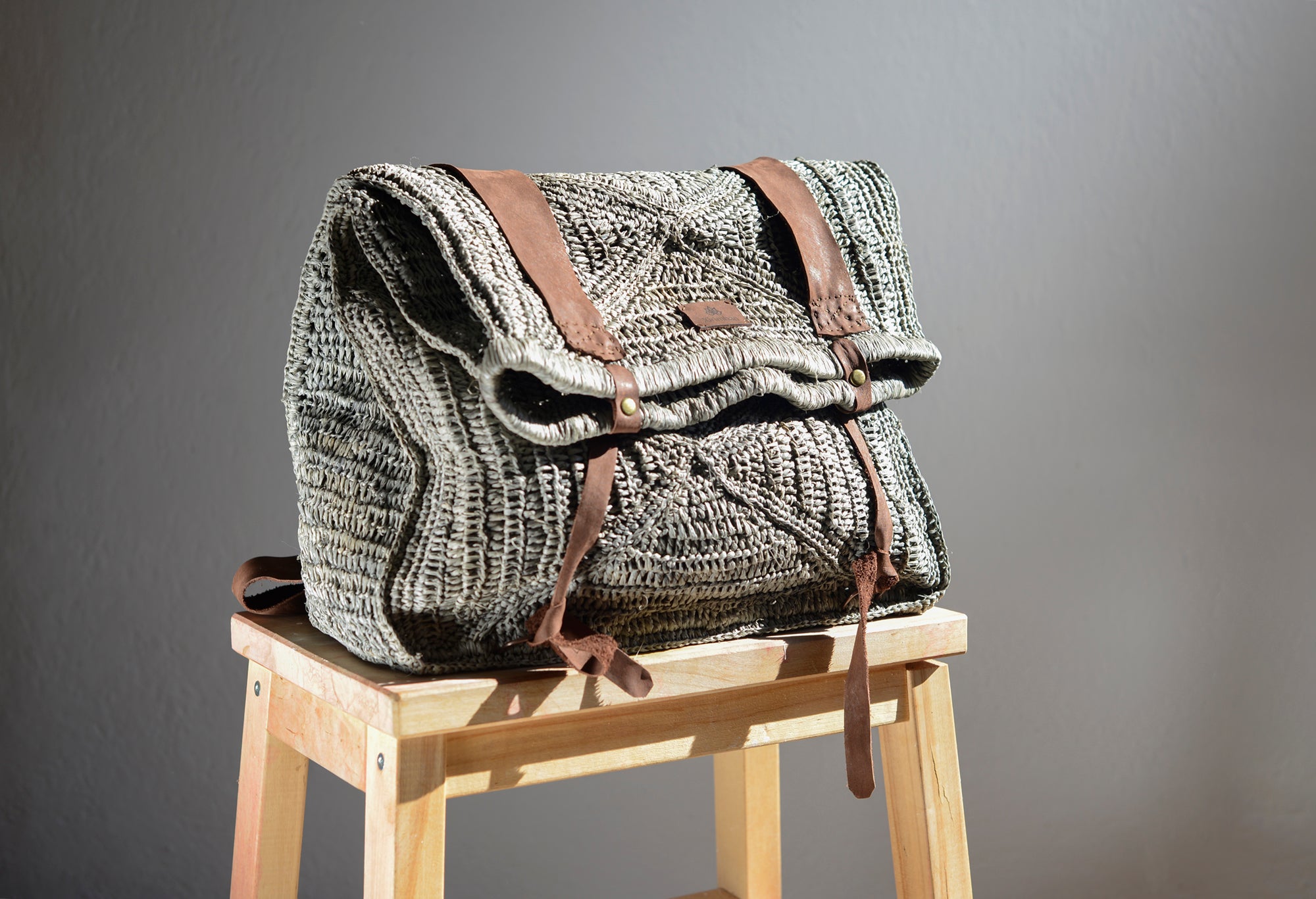 Diamond backpack with eco-leather handles